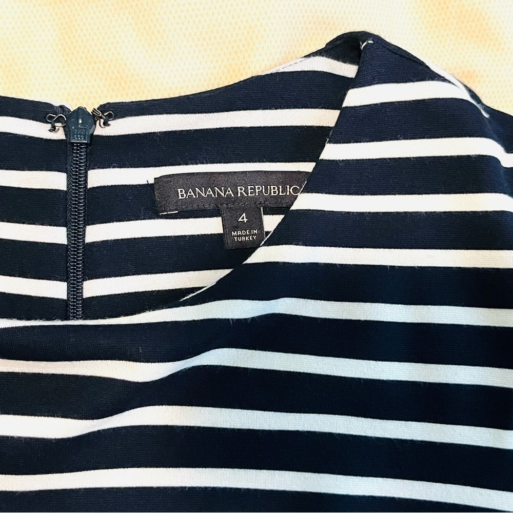 Banana Republic Casual Women Stripes Dress Solid Cotton Spandex size 4 Navy WHT - Picture 11 of 16